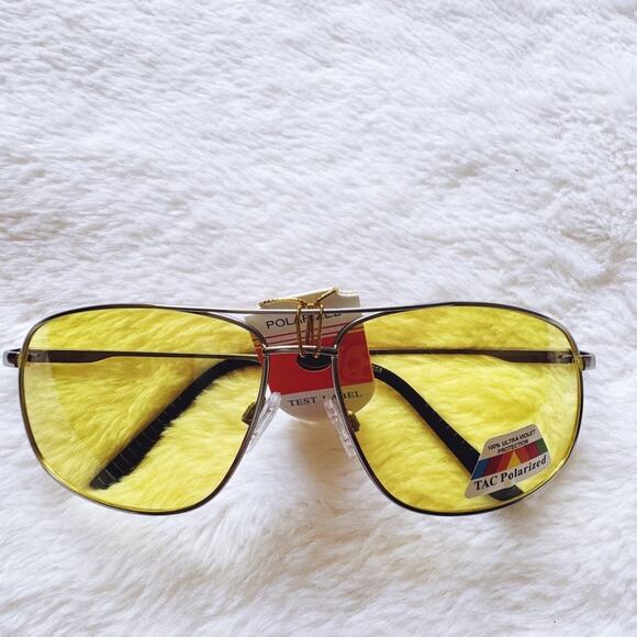 Orielle Clear Yellow w/ Silver Rim Aviator Sunglasses - Picture 1 of 15